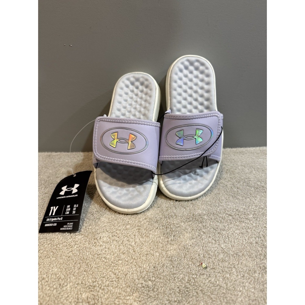 Violet Youth Size 1Y Under Armour Adjustable Slides (G Ignite Pro 8)